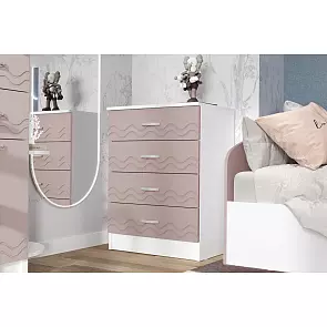 Юниор-2 Комод (Шарли Pink/Белый)