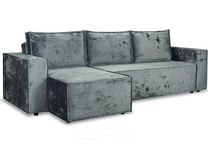 Диван угловой универсальный лофт lux holi gray (велюр) серый пантограф (тик-так)