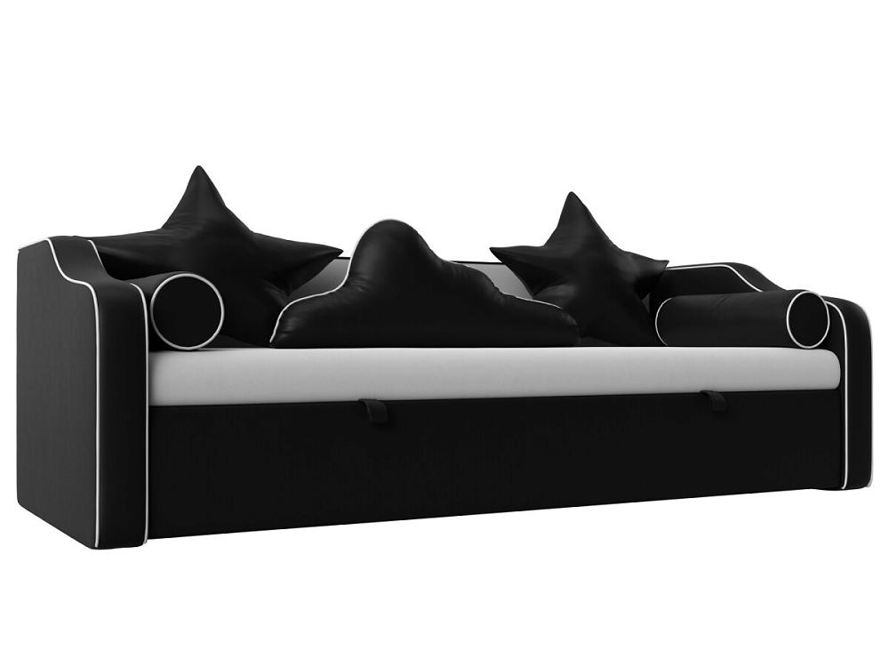 детский диван кровать рико микровельвет коричневый Детский диван-кровать Рико Экокожа Белый/Черный