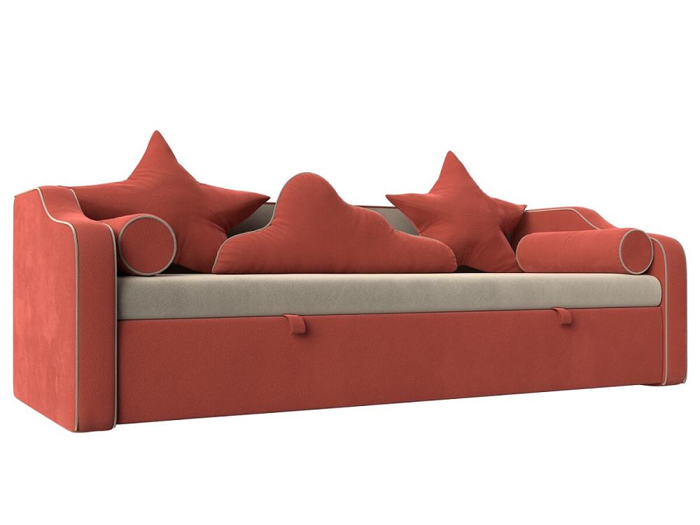 Детский диван-кровать Рико Микровельвет Бежевый/Коралловый сумка детская на молнии красный