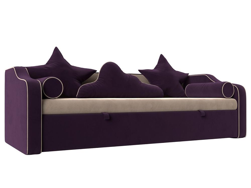 Детский диван-кровать Рико Велюр Бежевый/Фиолетовый детская кровать астра домик белый фиолетовый без ящика