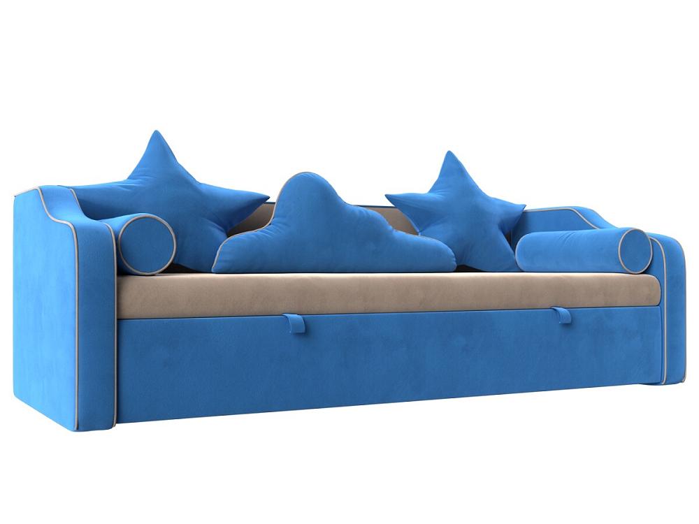 Детский диван-кровать Рико Велюр Бежевый/Голубой ложка детская для кормления силиконовая от 5 мес цвет голубой