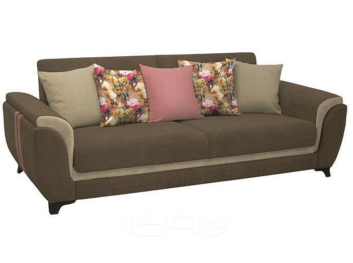 Диван - кровать Эмма Лаунж 10 коричн/Лекко десерт/FIBRE 2505/2 осн. (яркие цветы)/Лекко корал