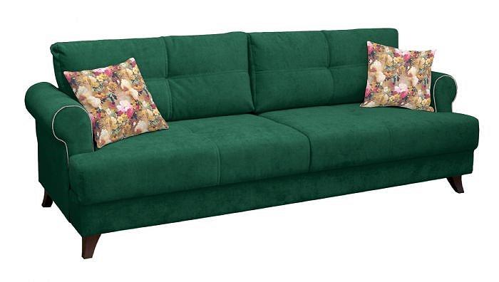 Прямой диван-кровать Мирта Толидо 33 темно-зеленый/Фибра 2505/02 яркие цветы Браво Арт. ТД 314 - фото 1