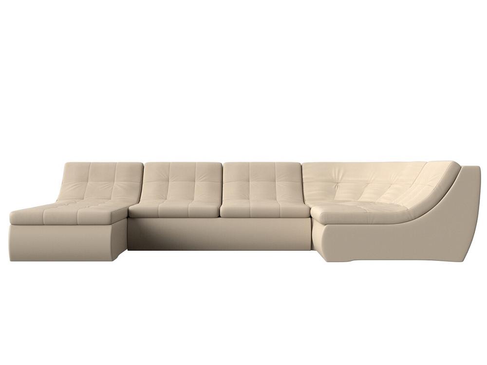 П-образный модульный диван Холидей Экокожа Бежевый Браво ДП-086-0394