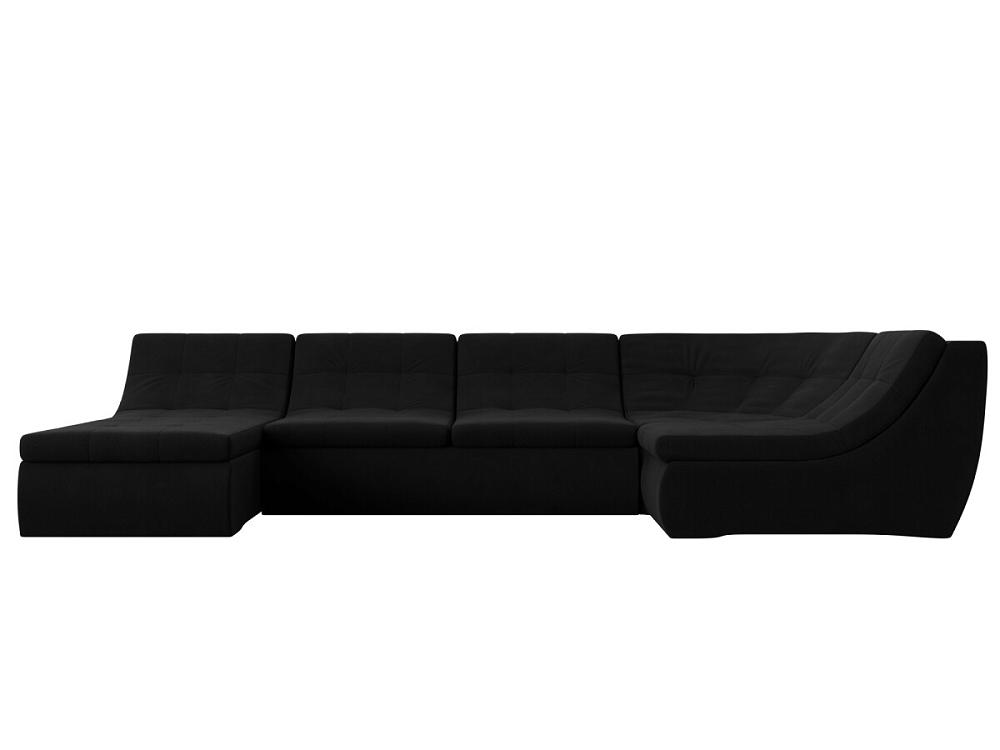 П-образный модульный диван Холидей Микровельвет Черный Браво ДП-086-0390