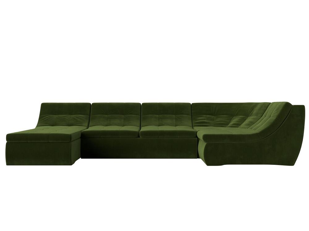 Диван п-образный модульный Холидей Микровельвет Зеленый универсальный модульный шкаф для хранения вещей deko