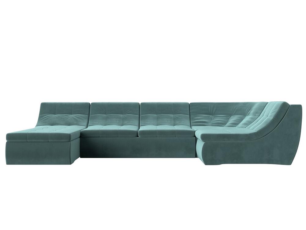 П-образный модульный диван Холидей Велюр Бирюзовый Браво ДП-086-0380 - фото 1