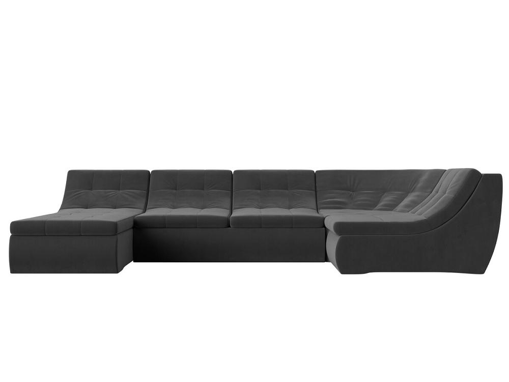 П-образный модульный диван Холидей Велюр Серый Браво ДП-086-0383