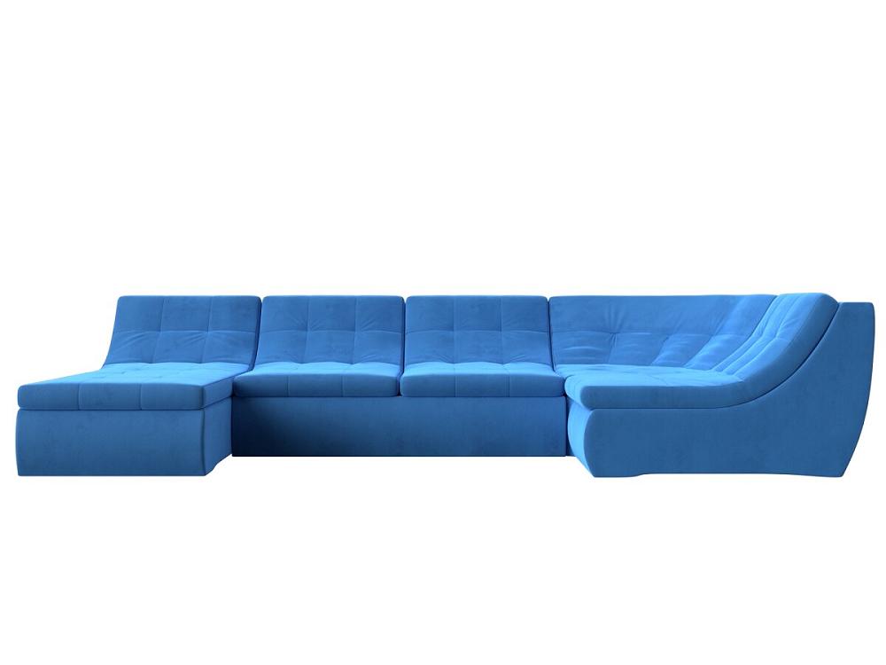 П-образный модульный диван Холидей Велюр Синий Браво ДП-086-0384 - фото 1