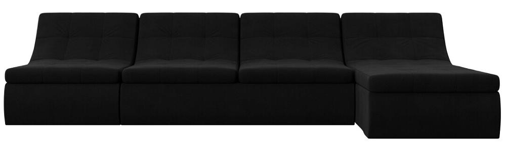 Диван угловой модульный Холидей Микровельвет Черный модульный диван из ротанга бергамо