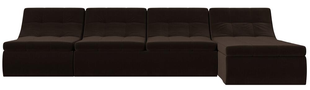 Диван угловой модульный Холидей Микровельвет Коричневый модульный диван из ротанга бергамо