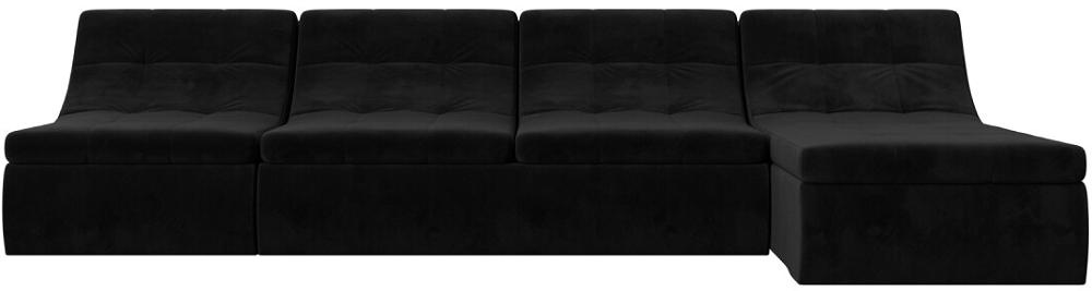 Диван угловой модульный Холидей Велюр Черный модульный диван из ротанга бергамо