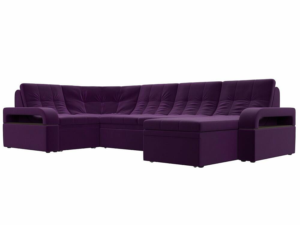 Диван П-образный Лига-035 правый угол Микровельвет Фиолетовый диван угловой марсель правый микровельвет фиолетовый