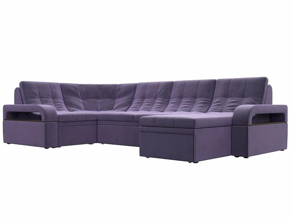 Диван П-образный Лига-035 правый угол Велюр Фиолетовый диван угловой марсель правый микровельвет фиолетовый