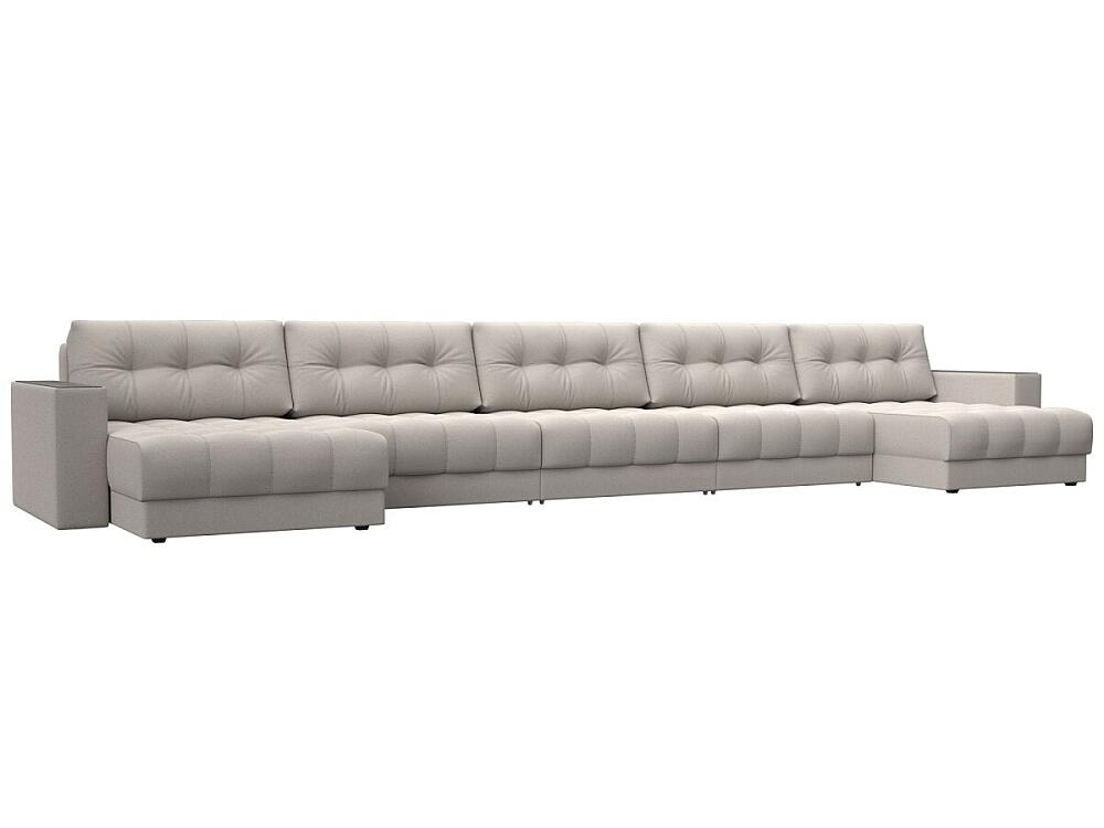 

Диван п-образный с декором Лига-049 НПБ Мегалонг Замша JOLY 05 бежевый