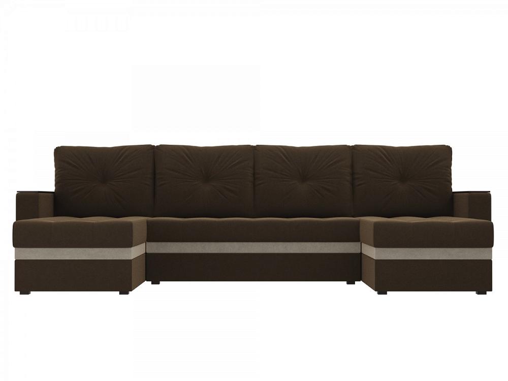 П-образный диван Атланта Микровельвет Коричневый/Бежевый Браво ДП-086-0056, цвет коричневый/бежевый