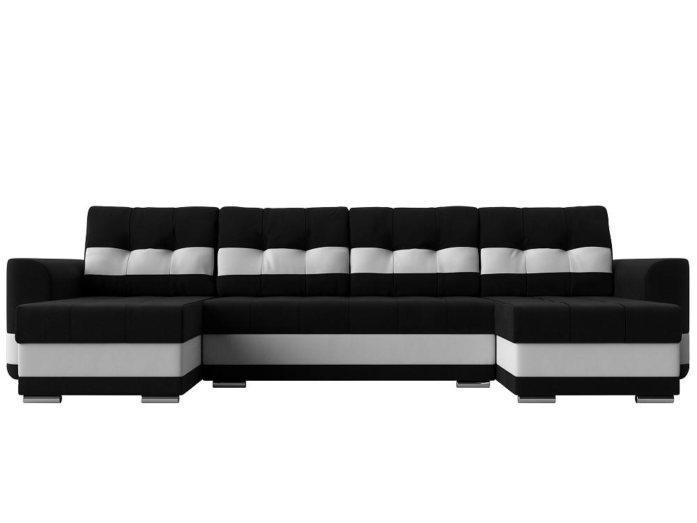 П-образный диван Честер Микровельвет Черный/Белый Браво ДП-086-0364, цвет черный/белый