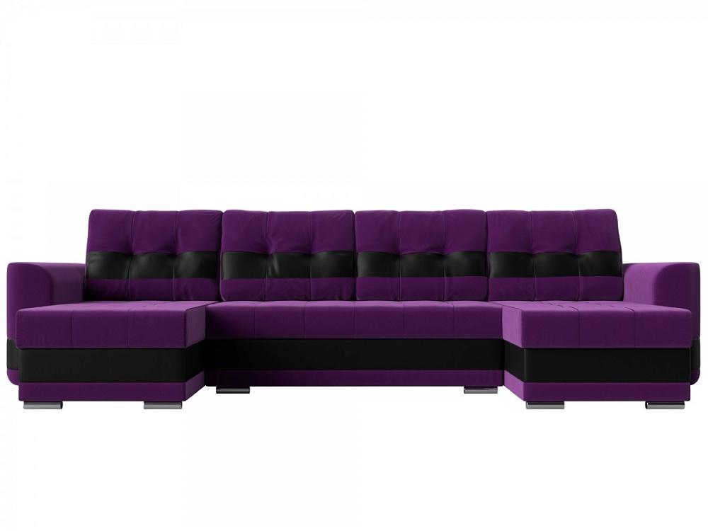 П-образный диван Честер Микровельвет Фиолетовый/Черный Браво ДП-086-0363, цвет фиолетовый/черный