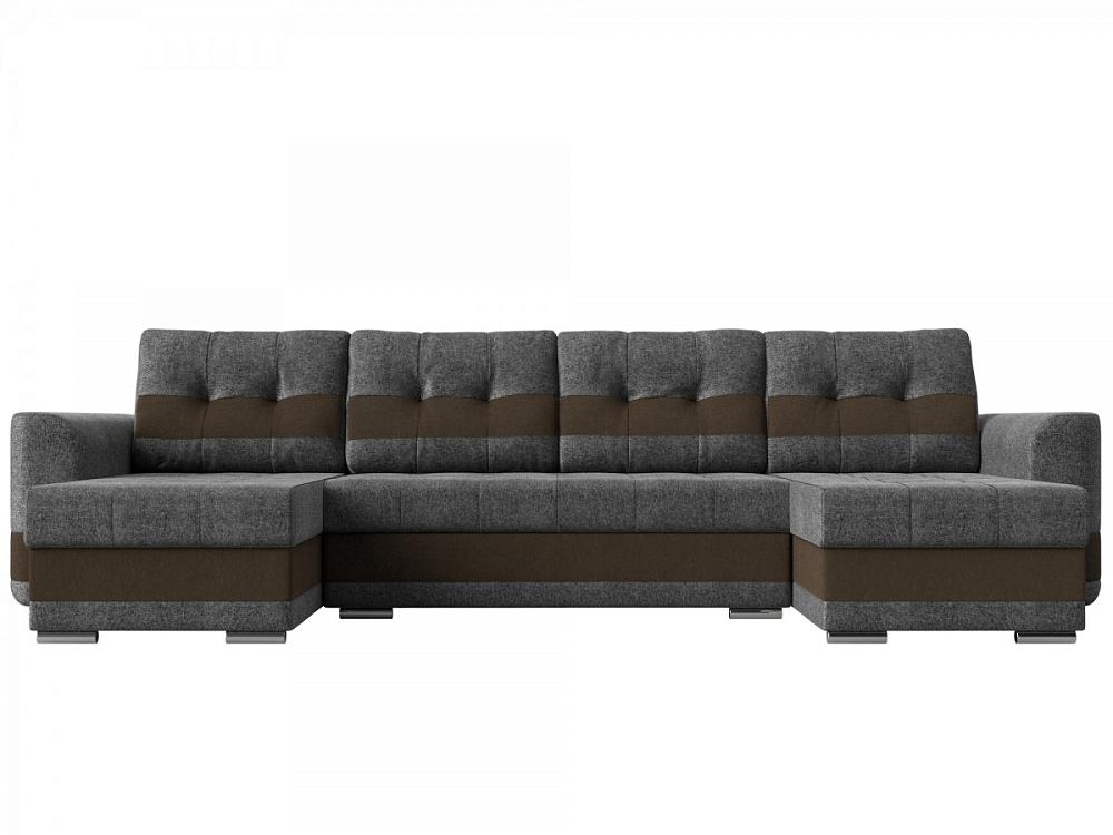 П-образный диван Честер Рогожка Серый/Коричневый Браво ДП-086-0371, цвет серый/коричневый