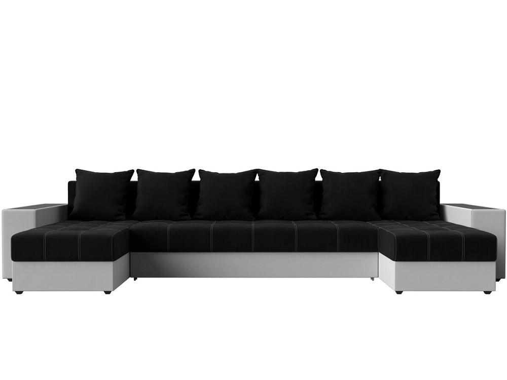 П-образный диван Дубай Микровельвет Черный/Белый Браво ДП-086-0121, цвет черный/белый