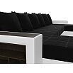 Диван п-образный Дубай Микровельвет Черный Белый