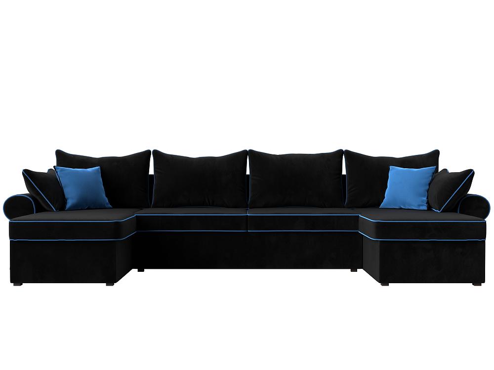 Диван п-образный Элис Велюр Чёрный Голубыми кресло для геймеров a4tech x7 gg 1200 чёрный голубой