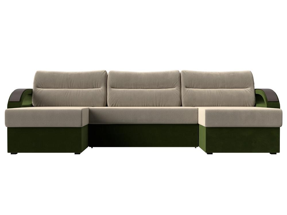матрас для шезлонга 2 х секционный удачная мебель 1041 518 120х470х60 зелёный Диван п-образный Форсайт Микровельвет Бежевый Зелёный