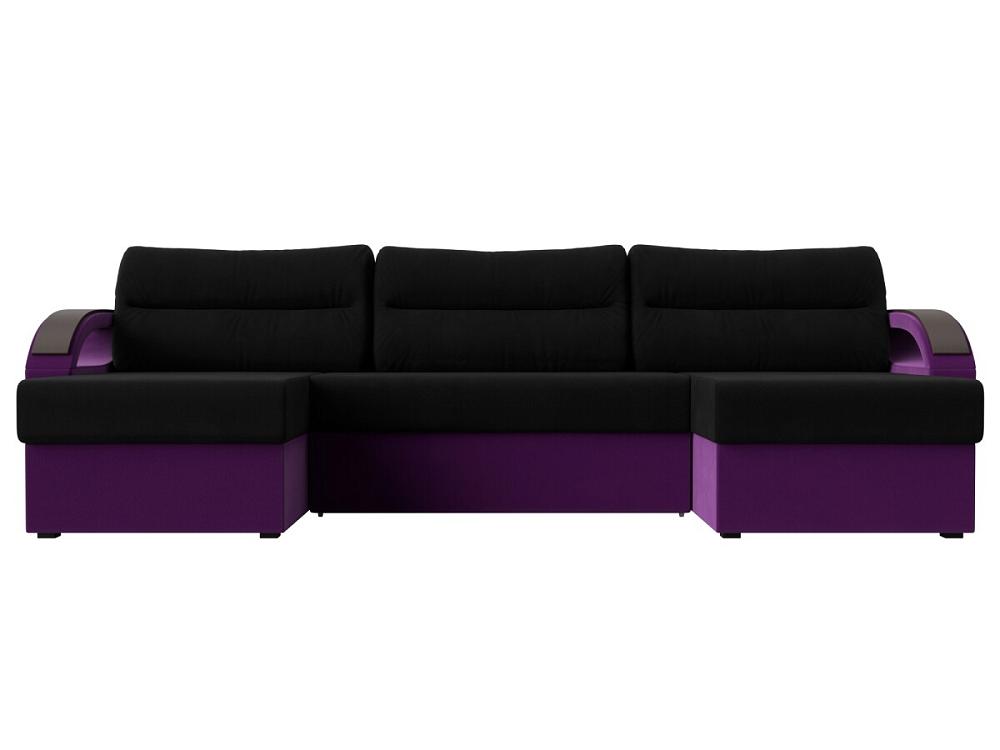 Диван п-образный Форсайт Микровельвет Черный Фиолетовый эспандер ленточный многофункциональный 23 68 кг 208 х 6 4 х 0 5 см фиолетовый