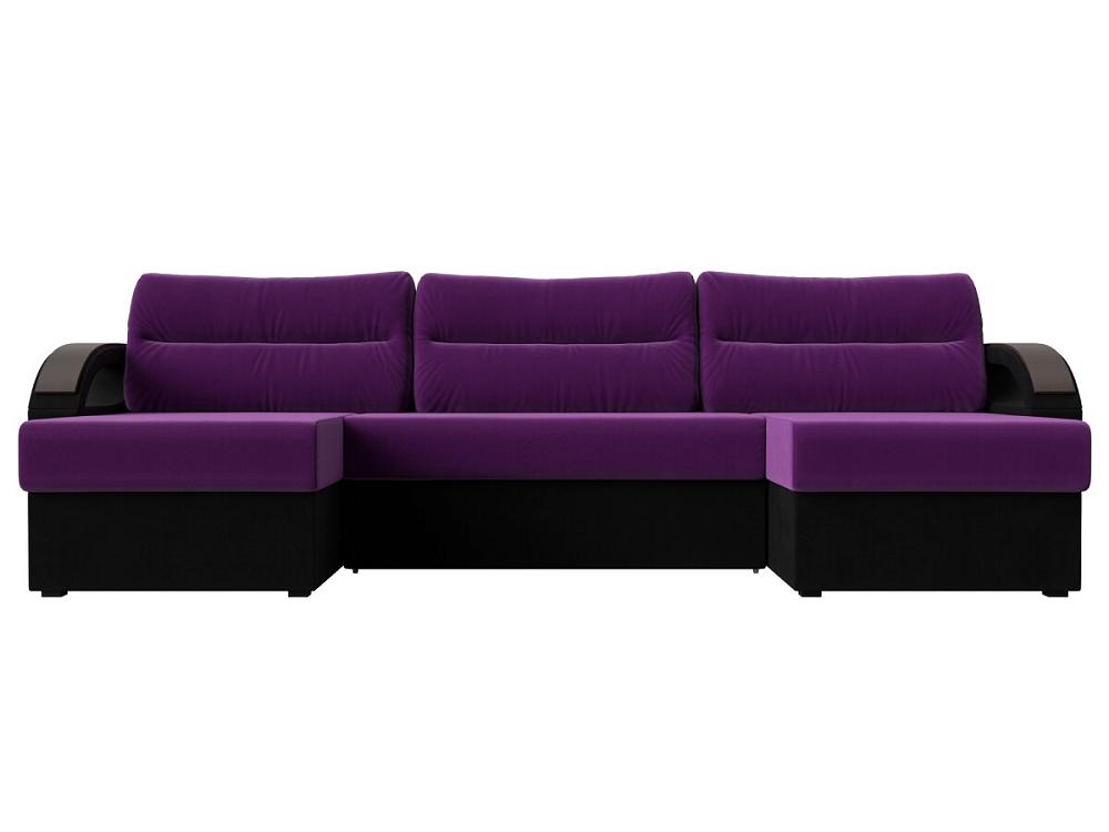 П-образный диван Форсайт Микровельвет Фиолетовый\Черный Браво ДП-086-0329, цвет фиолетовый/черный - фото 1