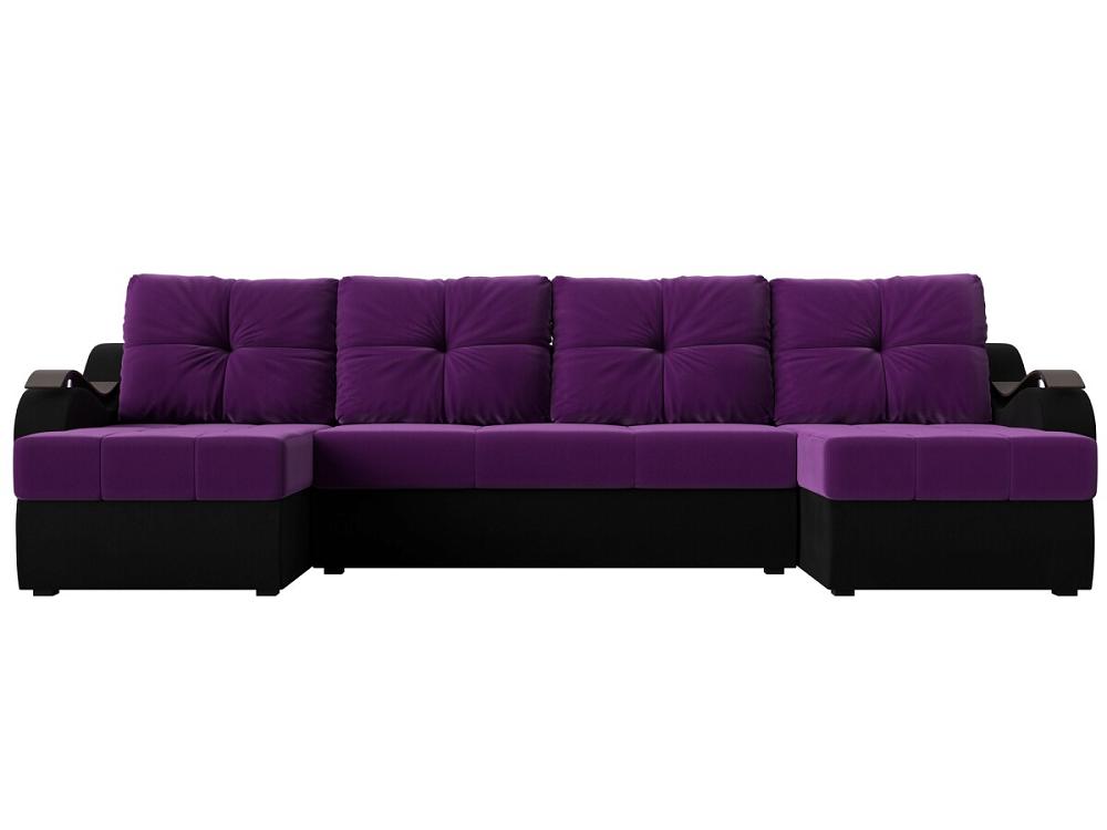 Диван п-образный Меркурий Микровельвет Фиолетовый Черный жен костюм домашний фрути фиолетовый р 46