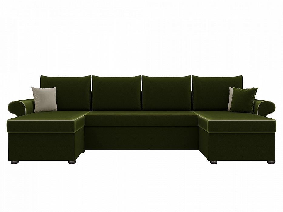 П-образный диван Милфорд Микровельвет Зеленый Браво ДП-086-0189