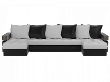 П-образный диван Венеция Экокожа Белый/Черный