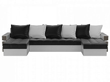 П-образный диван Венеция Экокожа Черный/Белый