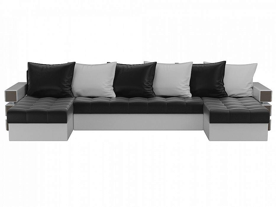 П-образный диван Венеция Экокожа Черный/Белый Браво ДП-086-0115, цвет черный/белый
