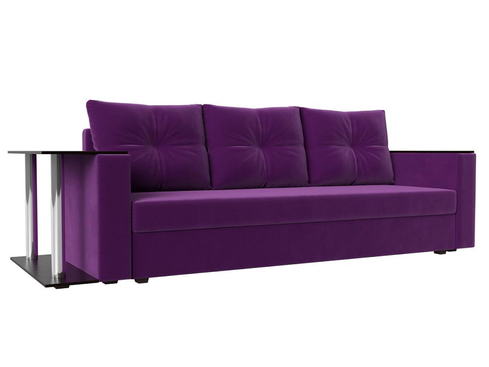 Диван прямой Атланта Лайт со столом слева Микровельвет Фиолетовый комплект мягкой мебели атланта со столом sofa 2