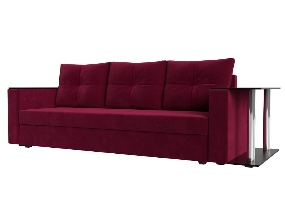 Диван прямой Атланта Лайт со столом справа Микровельвет Бордовый комплект мягкой мебели атланта со столом sofa 2