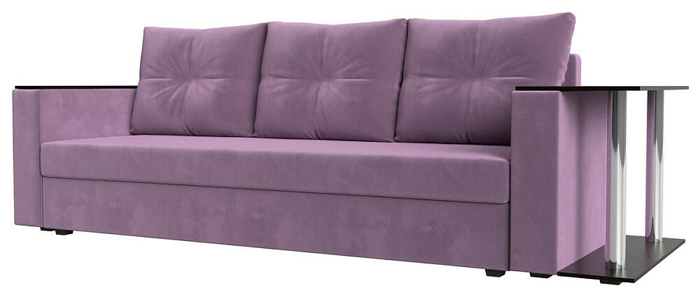 Диван прямой Атланта со столом справа Микровельвет Сиреневый 32999₽