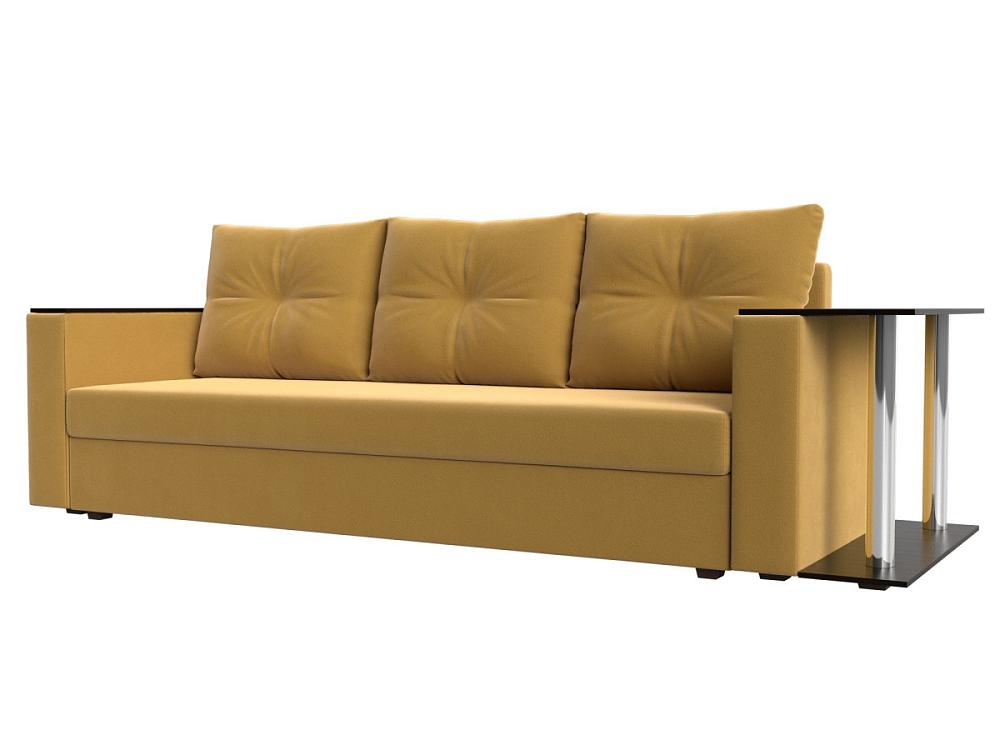 Диван прямой Атланта Лайт со столом справа Микровельвет Жёлтый диван угловой атланта м правый микровельвет
