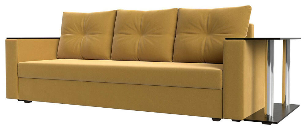 Диван прямой Атланта со столом справа Микровельвет Жёлтый 32999₽