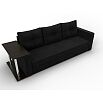 Диван прямой атланта со столом слева микровельвет чёрный еврокнижка