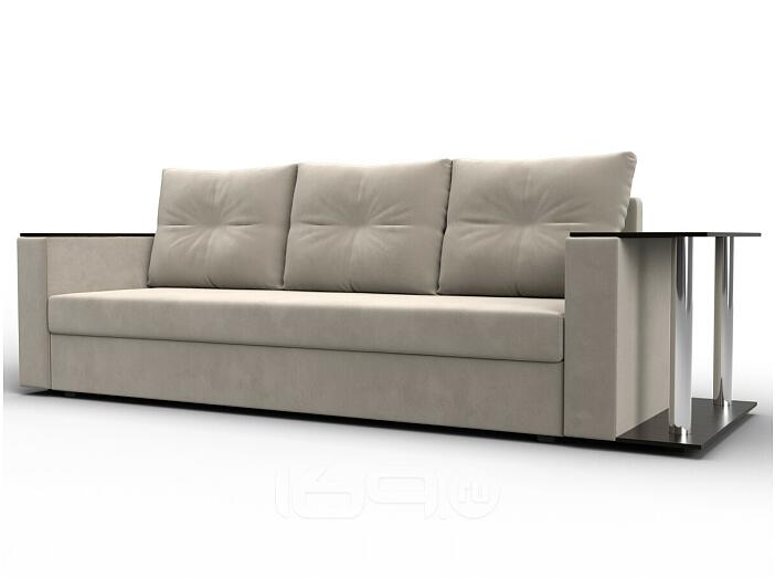 Диван прямой атланта со столом справа микровельвет бежевый еврокнижка