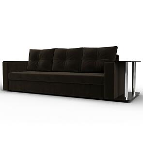 Диван прямой атланта со столом справа микровельвет коричневый еврокнижка