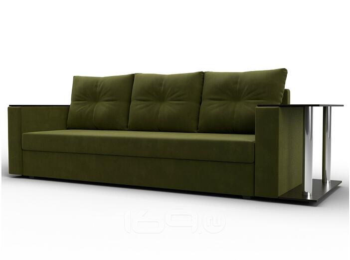 Диван прямой атланта со столом справа микровельвет зелёный еврокнижка