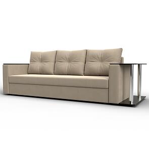 Диван прямой атланта со столом справа seven 729 бежевый еврокнижка