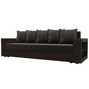 Диван прямой дубай лайт коричневый/коричневый еврокнижка