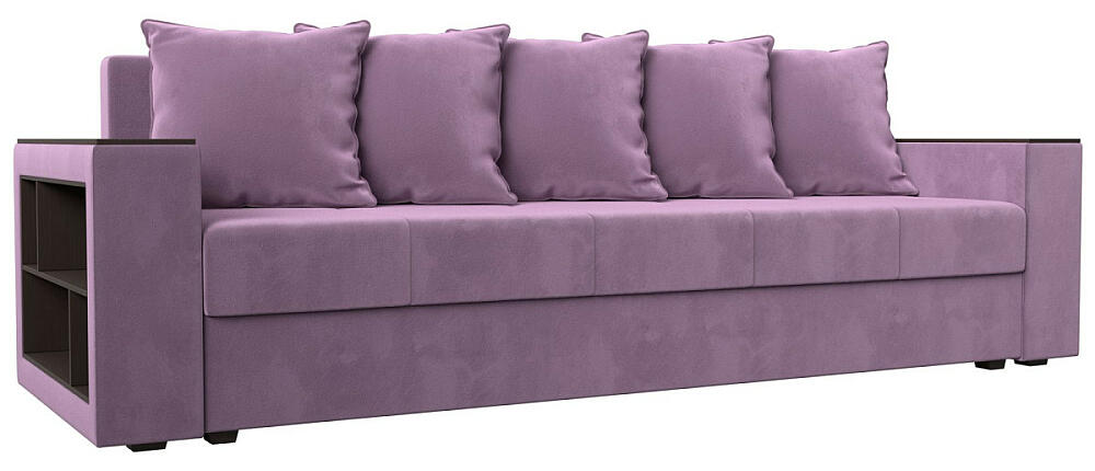 Диван прямой Дубай Лайт полки слева Микровельвет Сиреневый 34999₽