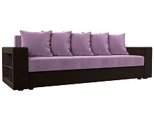 

Диван прямой Дубай Лайт полки слева Микровельвет Сиреневый/Коричневый, Коричневый;сиреневый