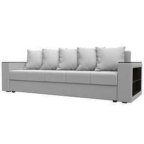 Диван прямой дубай лайт полки справа экокожа белый еврокнижка