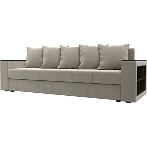 Диван прямой дубай лайт микровельвет бежевый еврокнижка